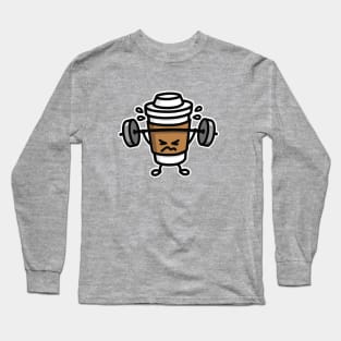 Strong coffee - lift workout cartoon gym fitness Long Sleeve T-Shirt